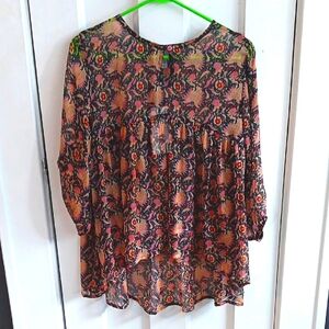 Myra Bag Pink 3/4 Sleeve Ruffled Blouse